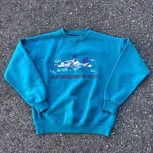 Vintage Northern Reflections Nature Loon Granny Sweatshirt Made in Canada Small